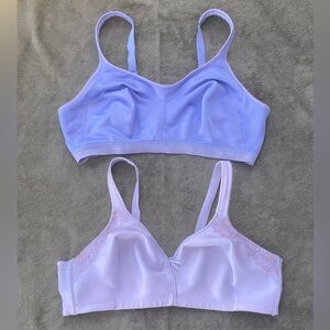 2 Pack Vassarette Comfort Wirefree Bras Blue & White SZ 44C